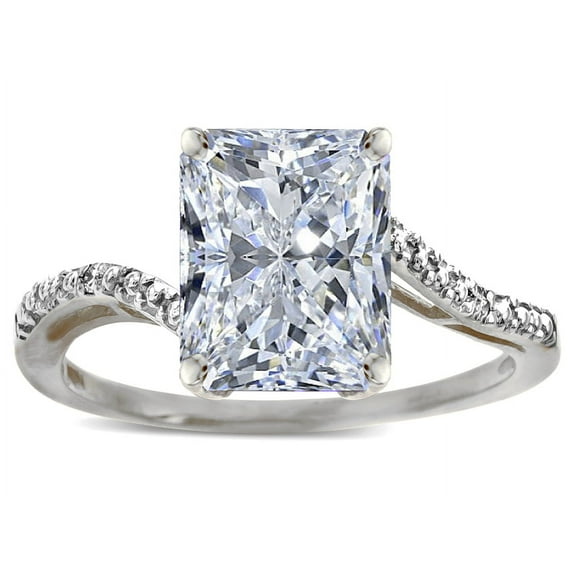 Star K � Big Stone Octagon Emerald Cut 10x8 White Topaz Bypass solitaire ring