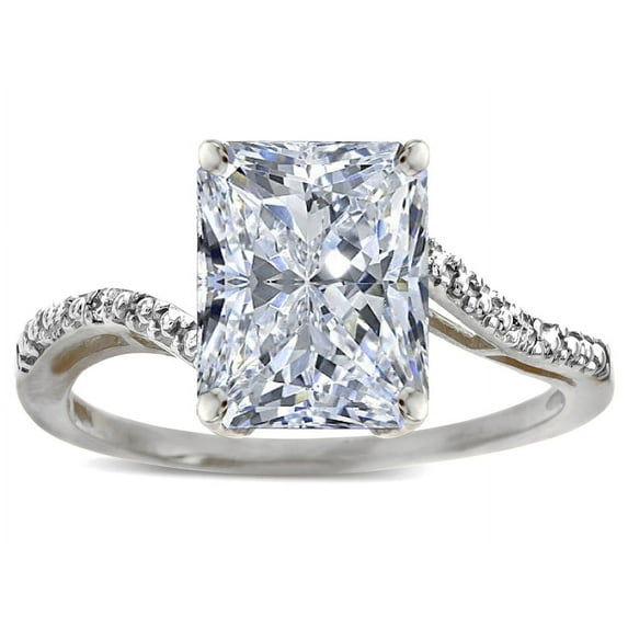 Star K � Big Stone Octagon Emerald Cut 10x8 White Topaz Bypass solitaire ring