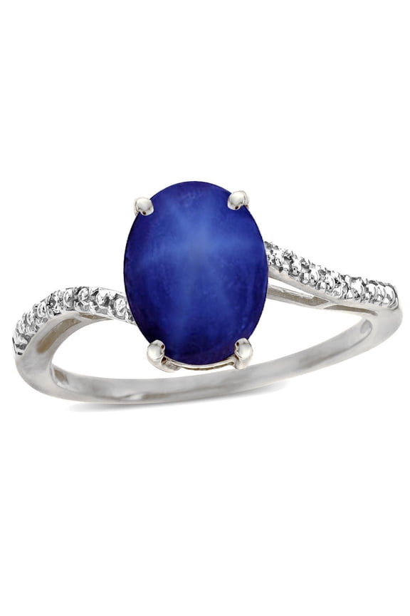 � Big Stone Oval 10x8 Created Star Sapphire Bypass solitaire engagement promise ring