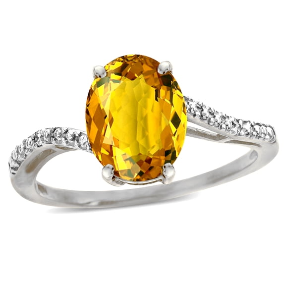 Star K� Big Stone Oval 10x8 Genuine Citrine Bypass solitaire engagement promise ring