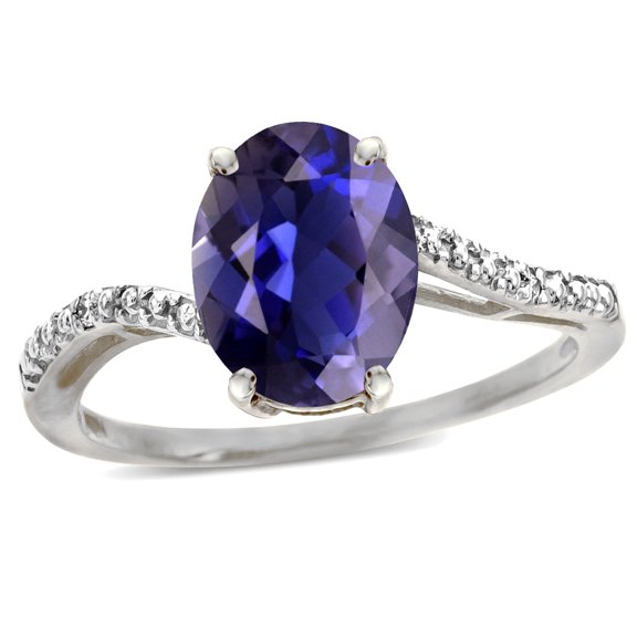 Star K� Big Stone Oval 10x8 Genuine Iolite Bypass solitaire engagement promise ring