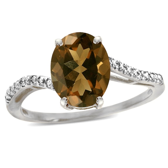 Star K� Big Stone Oval 10x8 Genuine Smoky Quartz Bypass solitaire engagement promise ring