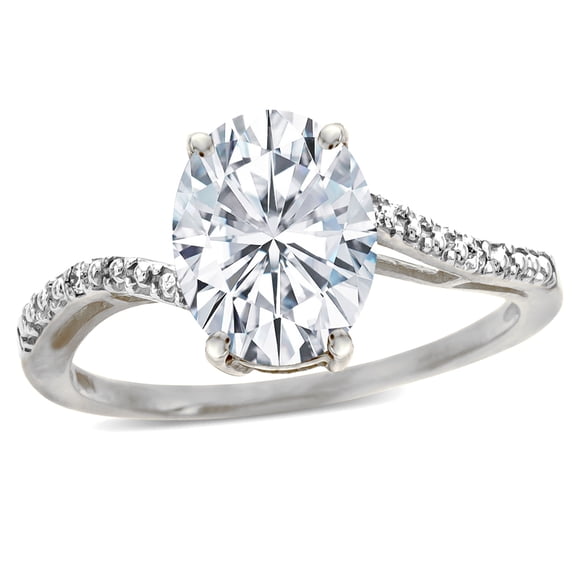 Star K� Big Stone Oval 10x8 Genuine White Sapphire Bypass solitaire engagement promise ring