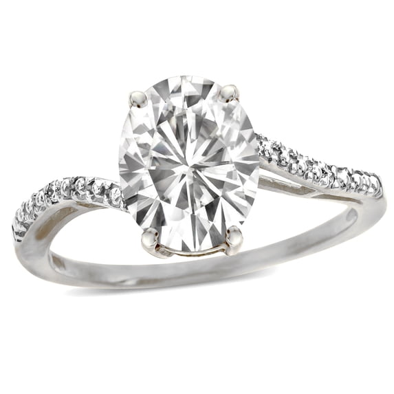 Star K� Big Stone Oval 10x8 Genuine White Topaz Bypass solitaire engagement promise ring