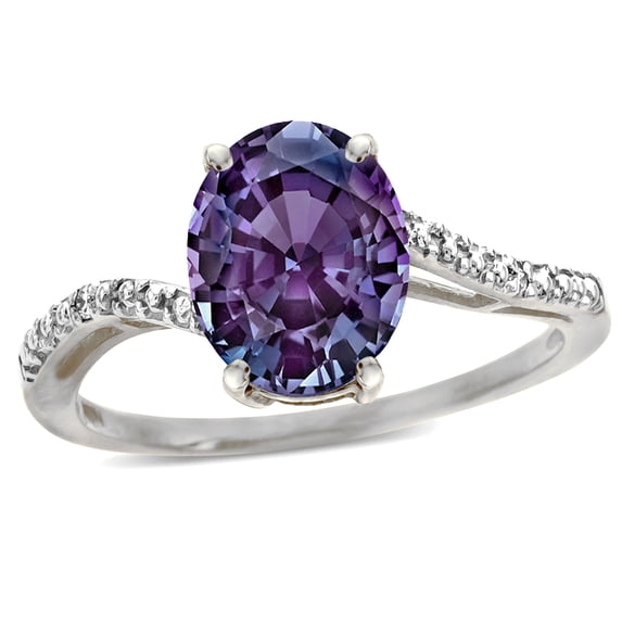 Star K� Big Stone Oval 10x8 Simulated Alexandrite Bypass solitaire engagement promise ring