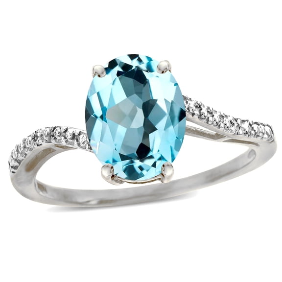 Star K� Big Stone Oval 10x8 Sky Blue Topaz Bypass solitaire engagement promise ring
