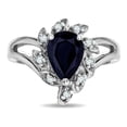 thumbnail image 1 of Star K � Black Sapphire Pear Shape 8x6 Halo Split Shank Ring, 1 of 9