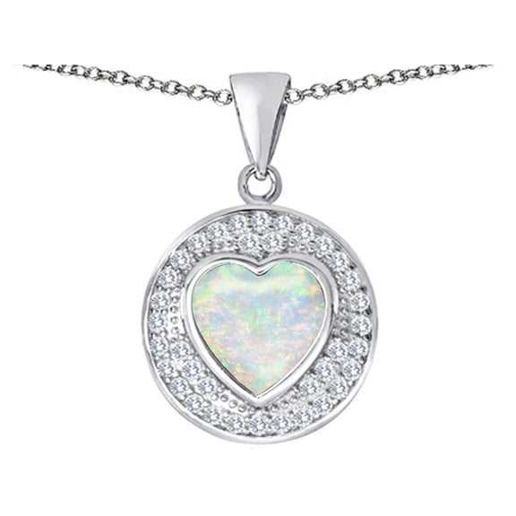 Star K � Circle Of Love Pendant Necklace with 10mm Heart Shape Created Opal