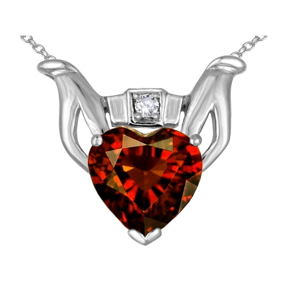 Star K� Claddagh Love Pendant Necklace With Genuine Garnet
