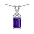 thumbnail image 1 of Star K� Classic Emerald Octagon Cut 8x6mm Genuine Amethyst Rabbit Ear Pendant Necklace, 1 of 9
