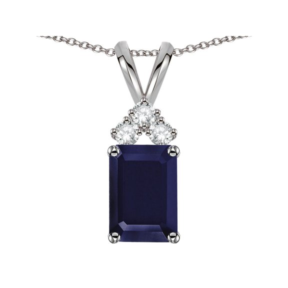 Star K� Classic Emerald Octagon Cut 8x6mm Genuine Sapphire Rabbit Ear Pendant Necklace