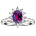thumbnail image 1 of Star K � Classic Lady Diana Halo Oval 7x5 Genuine Rhodolite Ring, 1 of 9