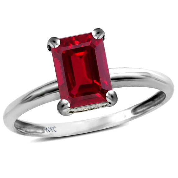 Star K � Classic Octagon Emerald Cut 8x6mm Created Ruby Solitaire Engagement Promise Ring