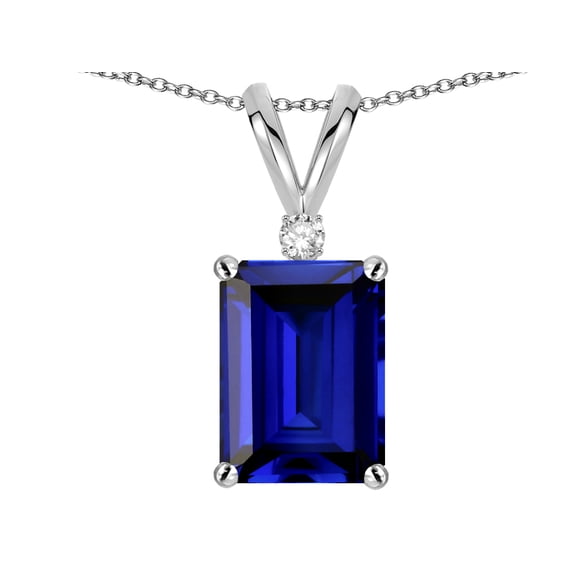 Star K � Classic Octagon Emerald Cut 8x6mm Created Sapphire Pendant Necklace