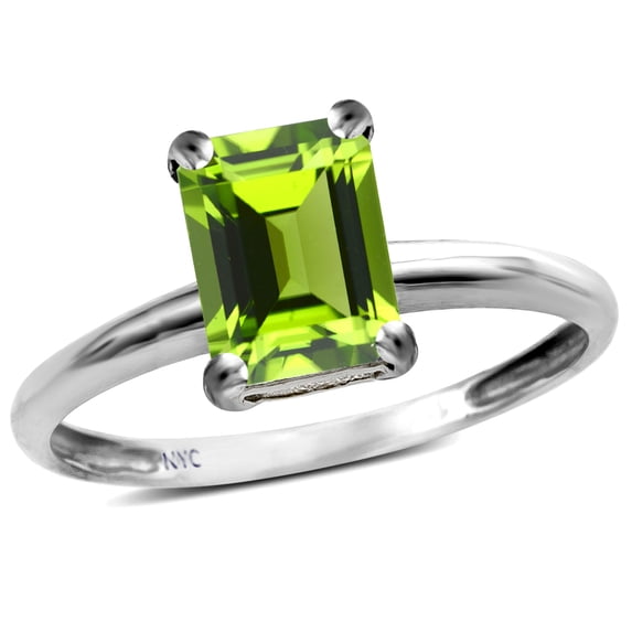 Star K � Classic Octagon Emerald Cut 8x6mm Genuine Peridot Solitaire Engagement Promise Ring