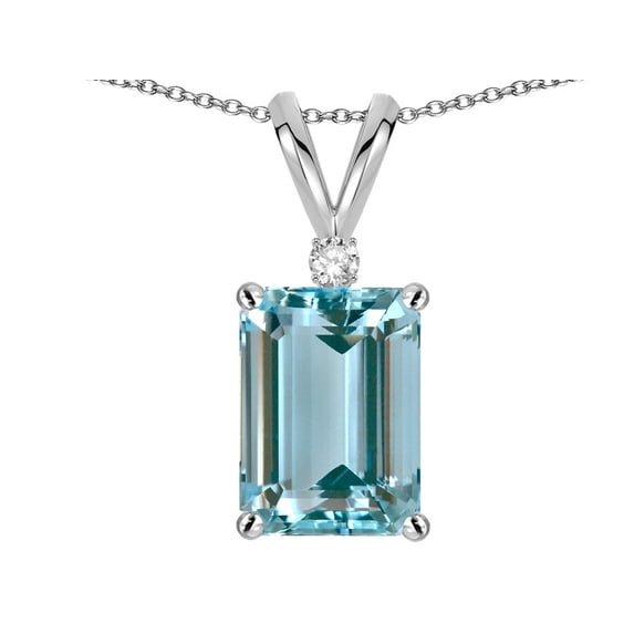 Star K � Classic Octagon Emerald Cut 8x6mm Genuine Sky Blue Topaz Pendant Necklace