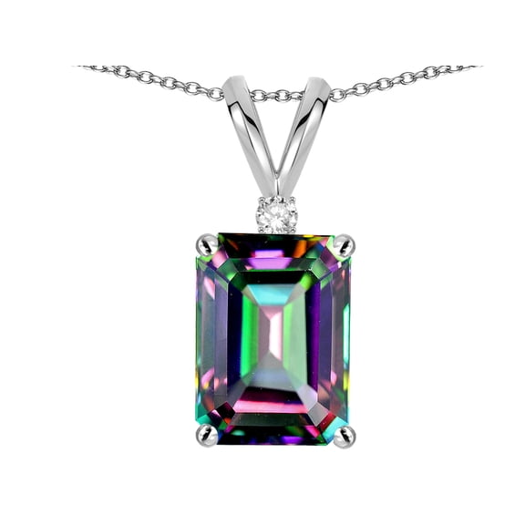Star K � Classic Octagon Emerald Cut 8x6mm Rainbow Mystic Topaz Pendant Necklace
