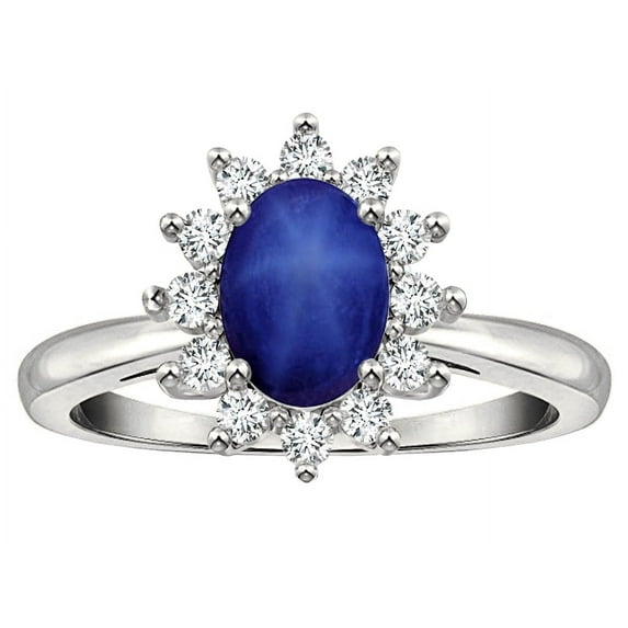 Star K � Classic Oval 7x5 Lady Diana Halo Created Star Sapphire Ring