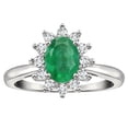 thumbnail image 1 of Star K � Classic Oval 7x5 Lady Diana Halo Genuine Emerald Ring, 1 of 9