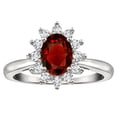 thumbnail image 1 of Star K � Classic Oval 7x5 Lady Diana Halo Genuine Garnet Ring, 1 of 9