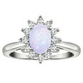 thumbnail image 1 of Star K � Classic Oval 7x5 Lady Diana Halo Genuine Opal Ring, 1 of 9