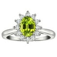 thumbnail image 1 of Star K � Classic Oval 7x5 Lady Diana Halo Genuine Peridot Ring, 1 of 9
