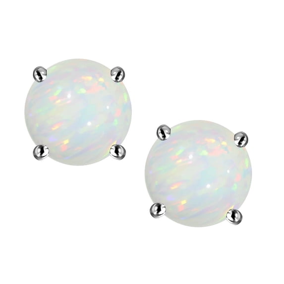 Star K� Classic Round 6mm Genuine Opal Four Prong Stud Earrings