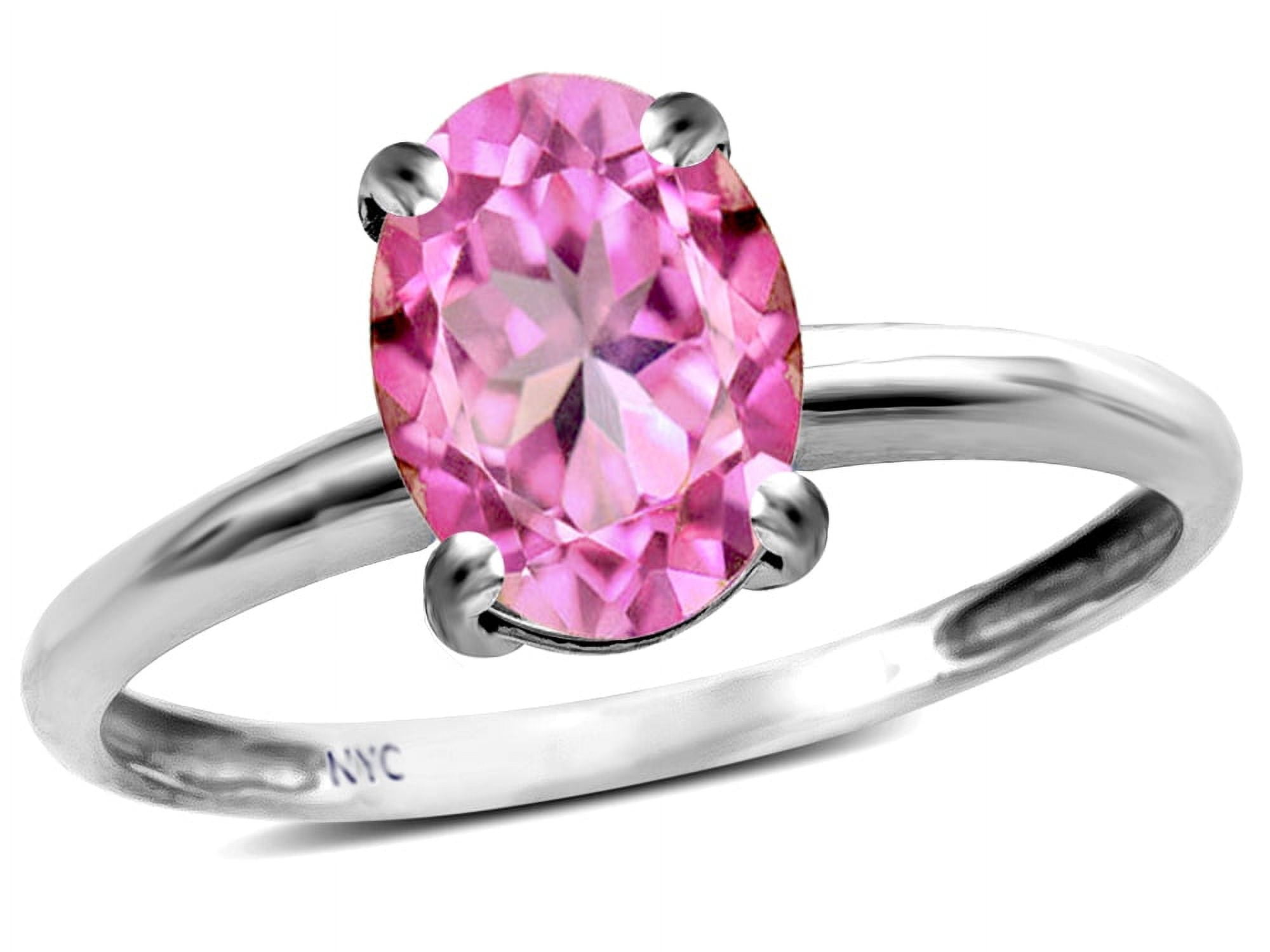 Star K   Classic Solitaire Oval 8x6 Created Pink Sapphire