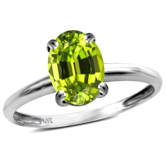 Star K � Classic Solitaire Oval 8x6 Genuine Peridot Engagement Promise Ring