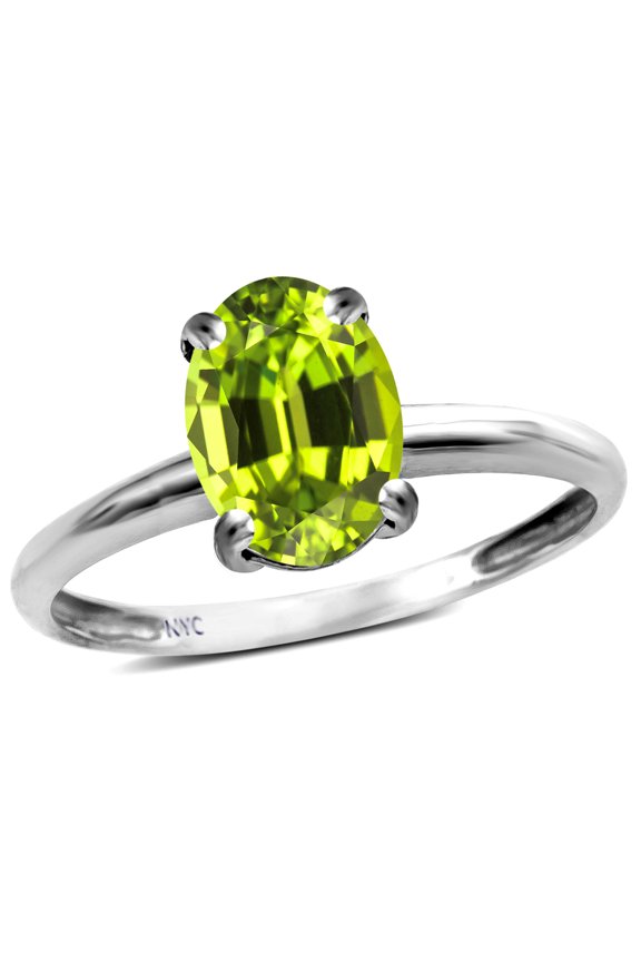 � Classic Solitaire Oval 8x6 Genuine Peridot Engagement Promise Ring