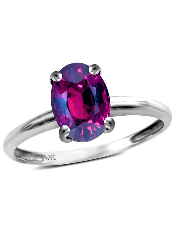 � Classic Solitaire Oval 8x6 Genuine Rhodolite Engagement Promise Ring