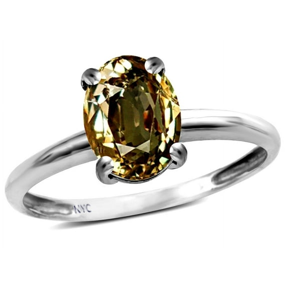 Star K � Classic Solitaire Oval 8x6 Genuine Smoky Quartz Engagement Promise Ring