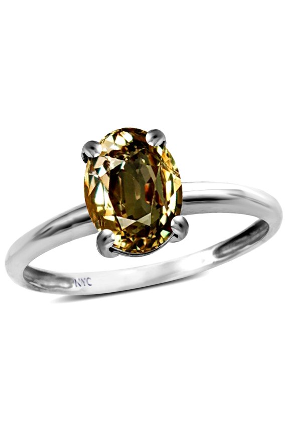 � Classic Solitaire Oval 8x6 Genuine Smoky Quartz Engagement Promise Ring