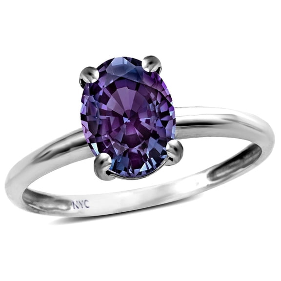 Star K � Classic Solitaire Oval 8x6 Simulated Alexandrite Engagement Promise Ring