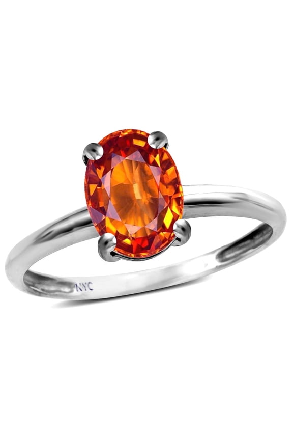 � Classic Solitaire Oval 8x6 Simulated Orange Mexican Fire Opal Engagement Promise Ring