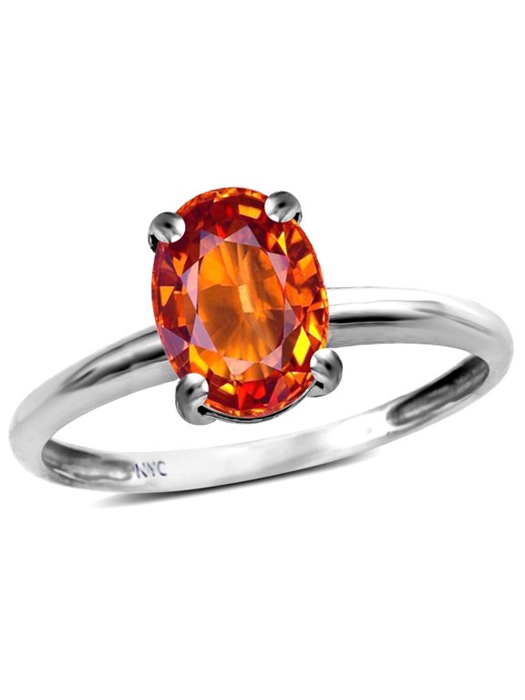 � Classic Solitaire Oval 8x6 Simulated Orange Mexican Fire Opal Engagement Promise Ring