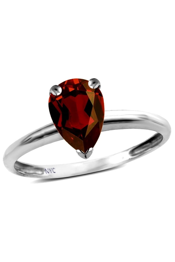 � Classic V prong Solitaire 8x6 Pear Shape Genuine Garnet Engagement Promise Ring