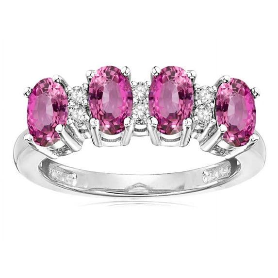 Star K� Created Pink Sapphire Oval 5x3 4 Four Stone Band Ring