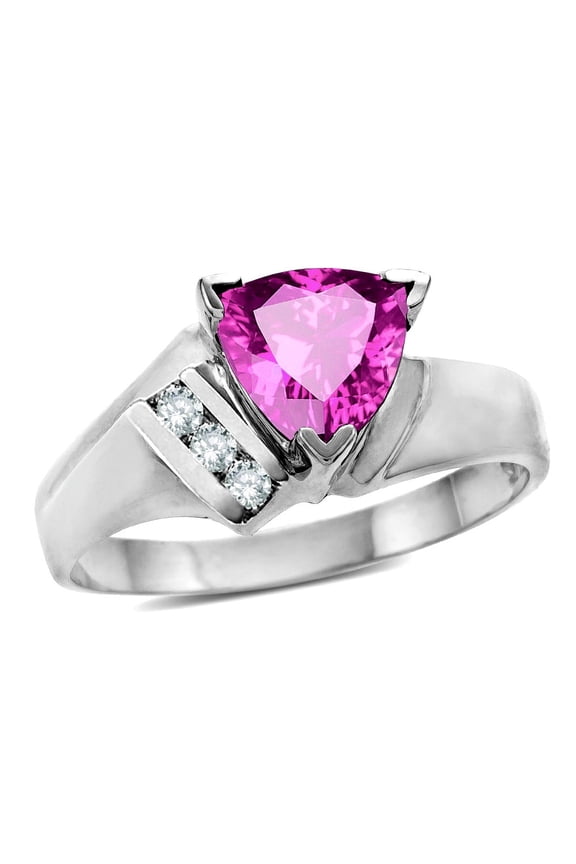 � Created Pink Sapphire Trillion Contemporary Designer Ring