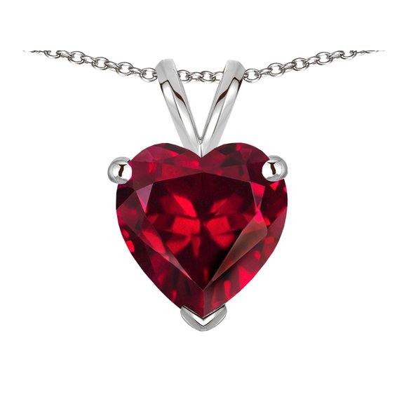 Star K� Created Ruby 8mm Heart  Pendant Necklace