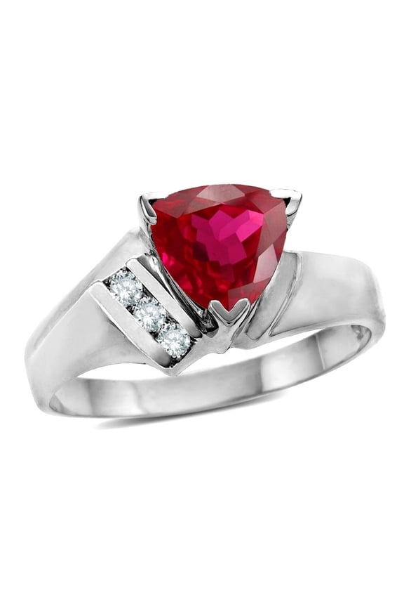 � Created Ruby Triangle Trillion 7mm Contemporary Modern Designer Ring