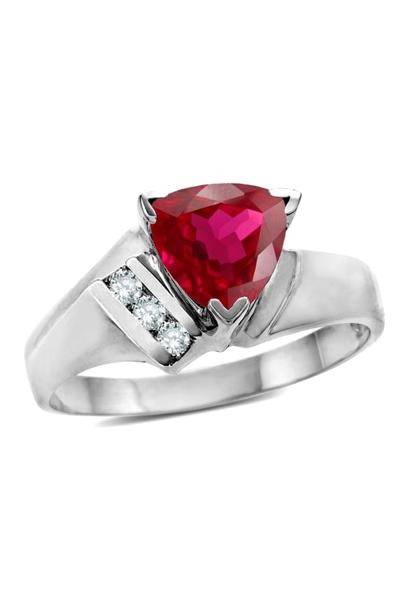� Created Ruby Trillion Triangle Contemporary Modern Designer Ring