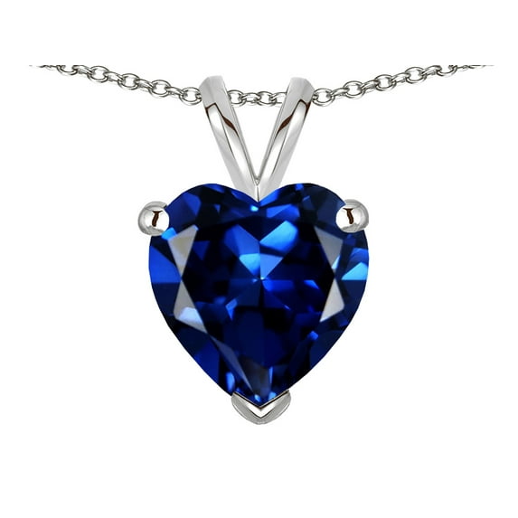 Star K � Created Sapphire 8mm Heart Pendant Necklace