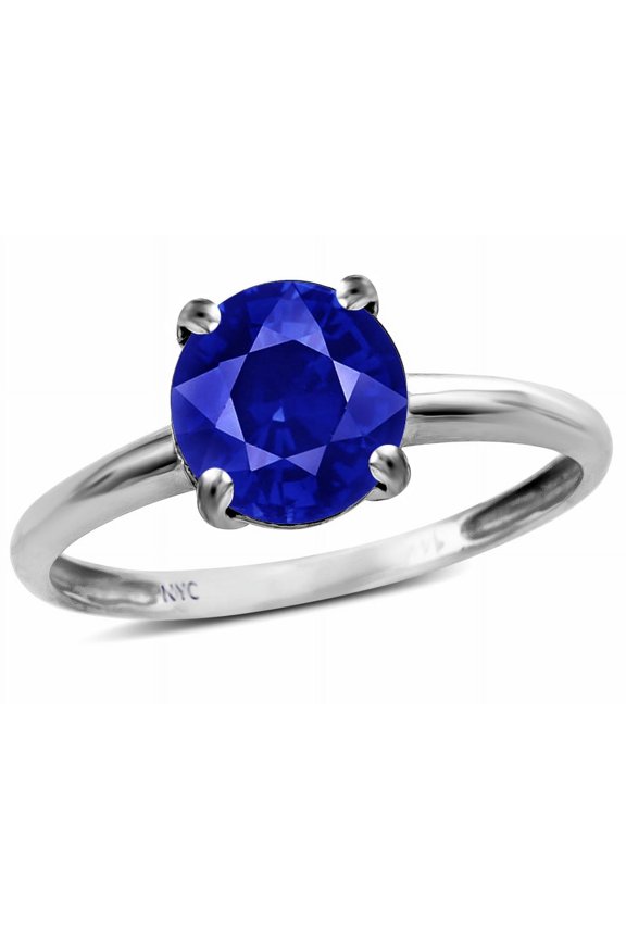 � Created Sapphire Round 7mm Classic Solitaire Engagement Promise Ring