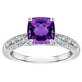 thumbnail image 1 of Star K� Cushion-Cut 7mm Genuine Amethyst Antique Vintage Style Solitaire Engagement Promise Ring, 1 of 9