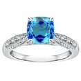 thumbnail image 1 of Star K� Cushion-Cut 7mm Genuine Blue Topaz Antique Vintage Style Solitaire Engagement Promise Ring, 1 of 9