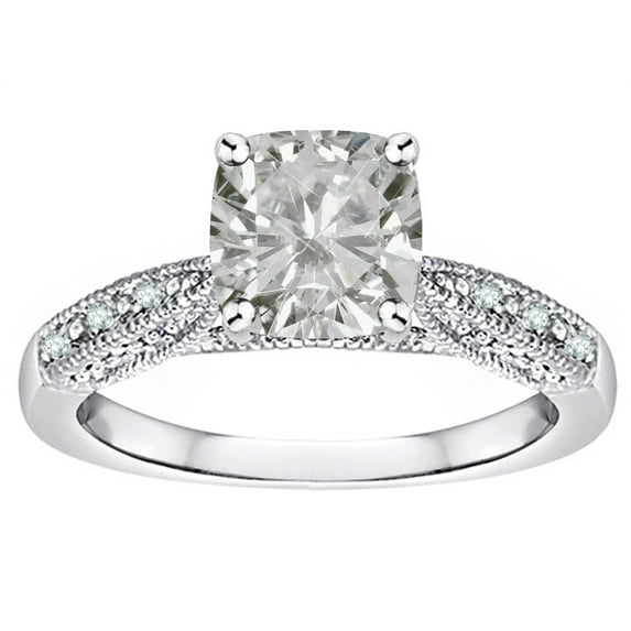 Star K� Cushion-Cut 7mm Genuine White Topaz Antique Vintage Style Solitaire Engagement Promise Ring