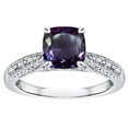 thumbnail image 1 of Star K� Cushion-Cut 7mm Simulated Alexandrite Antique Vintage Style Solitaire Engagement Promise Ring, 1 of 9