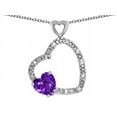 thumbnail image 1 of Star K� Double Open Heart Pendant Necklace with 6mm Amethyst Stone, 1 of 9
