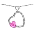 thumbnail image 1 of Star K� Double Open Heart Pendant Necklace with 6mm Created Pink Sapphire Stone, 1 of 9